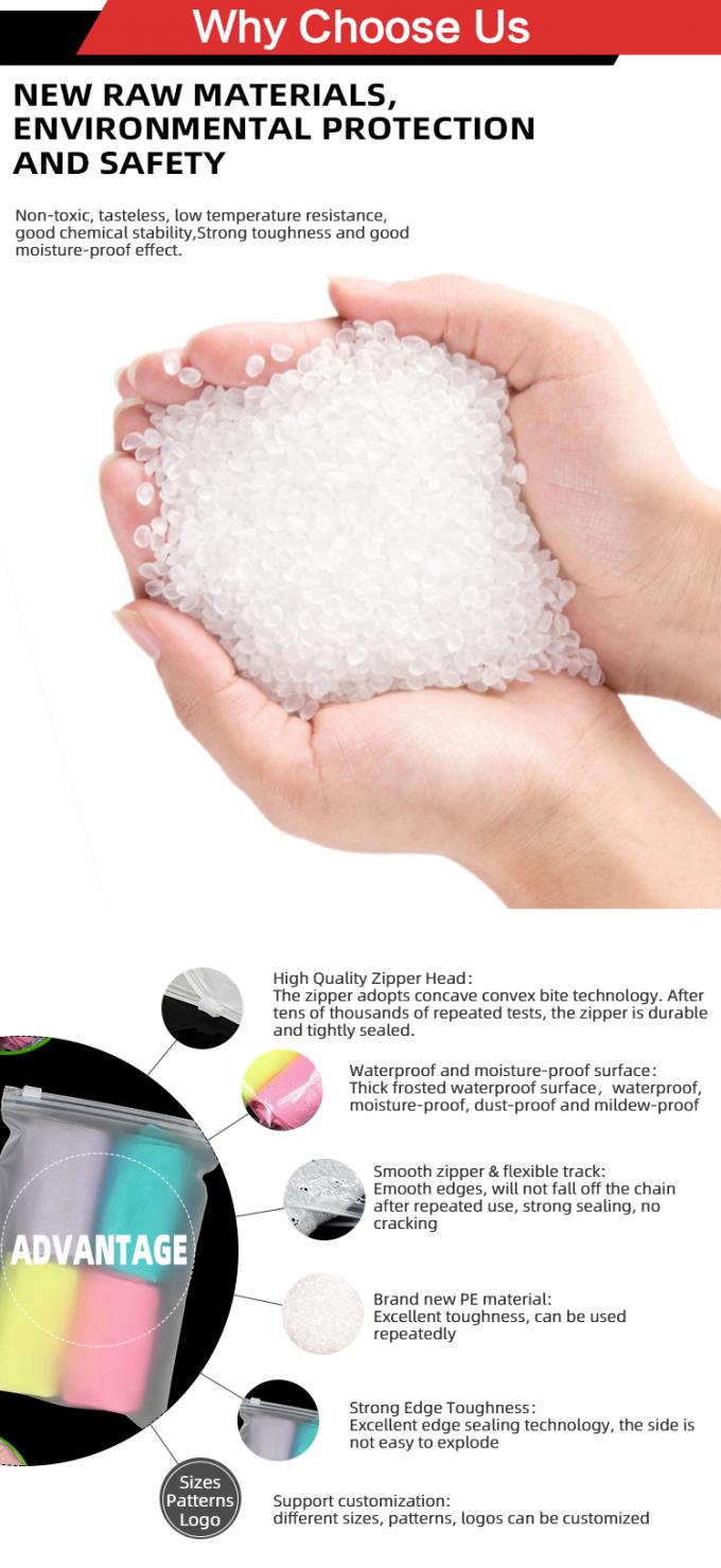 अनुकूलित आकार सीपीई ज़िपर बैग मैट फ्रॉस्टेड पैकेजिंग बैग शिपिंग के लिए ज़िपलॉक क्लोजर के साथ 5