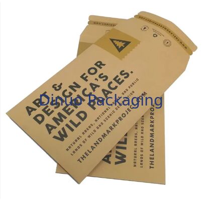 Custom Eco Friendly Stay Flat Brown Rigid Cardboard Envelope Mailer Kraft Paper Envelope Packaging